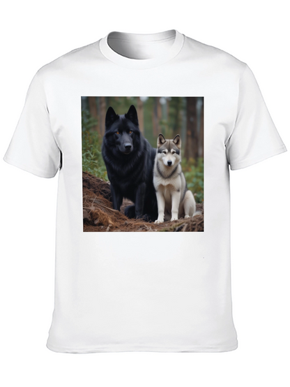 Wolf Pack Tee: Black T-Shirt with Canine Graphic