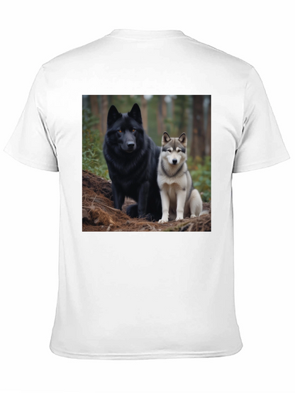 Wolf Pack Tee: Black T-Shirt with Canine Graphic