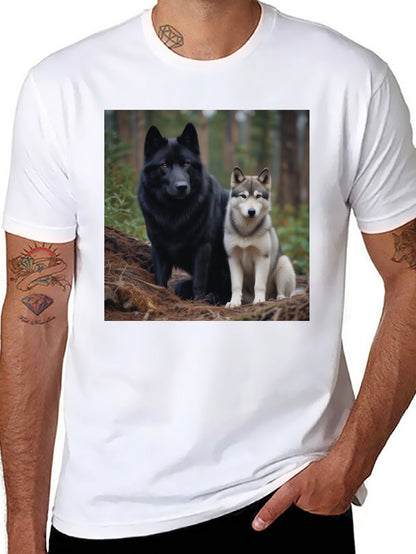 Wolf Pack Tee: Black T-Shirt with Canine Graphic