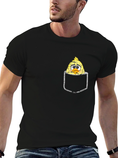 Sad Chick in Pocket Graphic T-Shirt