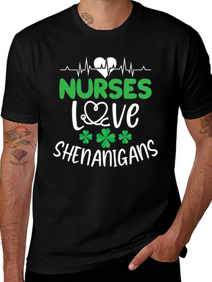 Nurses Love Shenanigans St. Patricks Day Graphic Tee