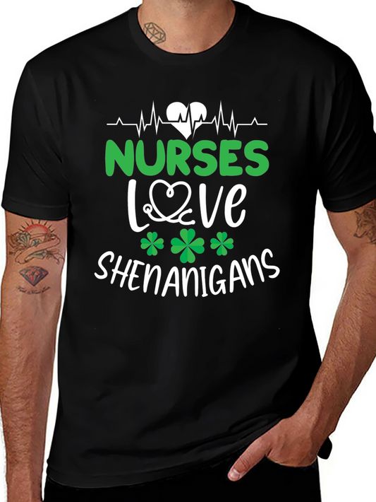 Nurses Love Shenanigans St. Patricks Day Graphic Tee