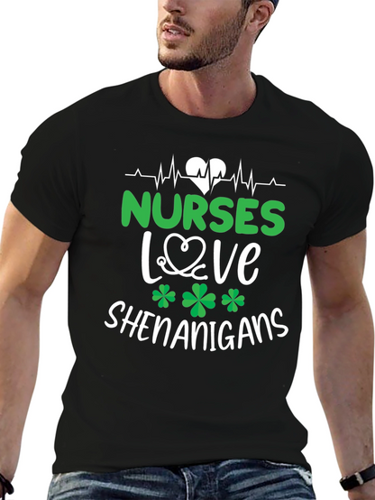 Nurses Love Shenanigans St. Patricks Day Graphic Tee