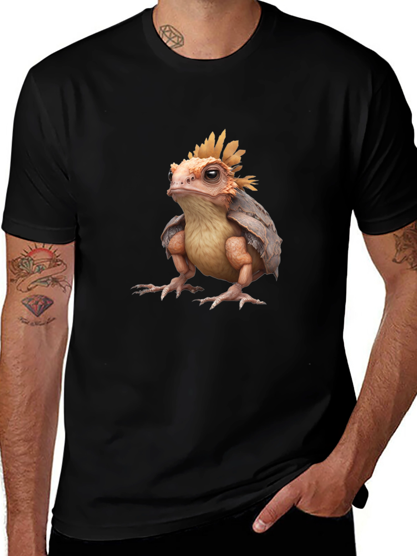 Frog-Turtle Creature Black T-Shirt