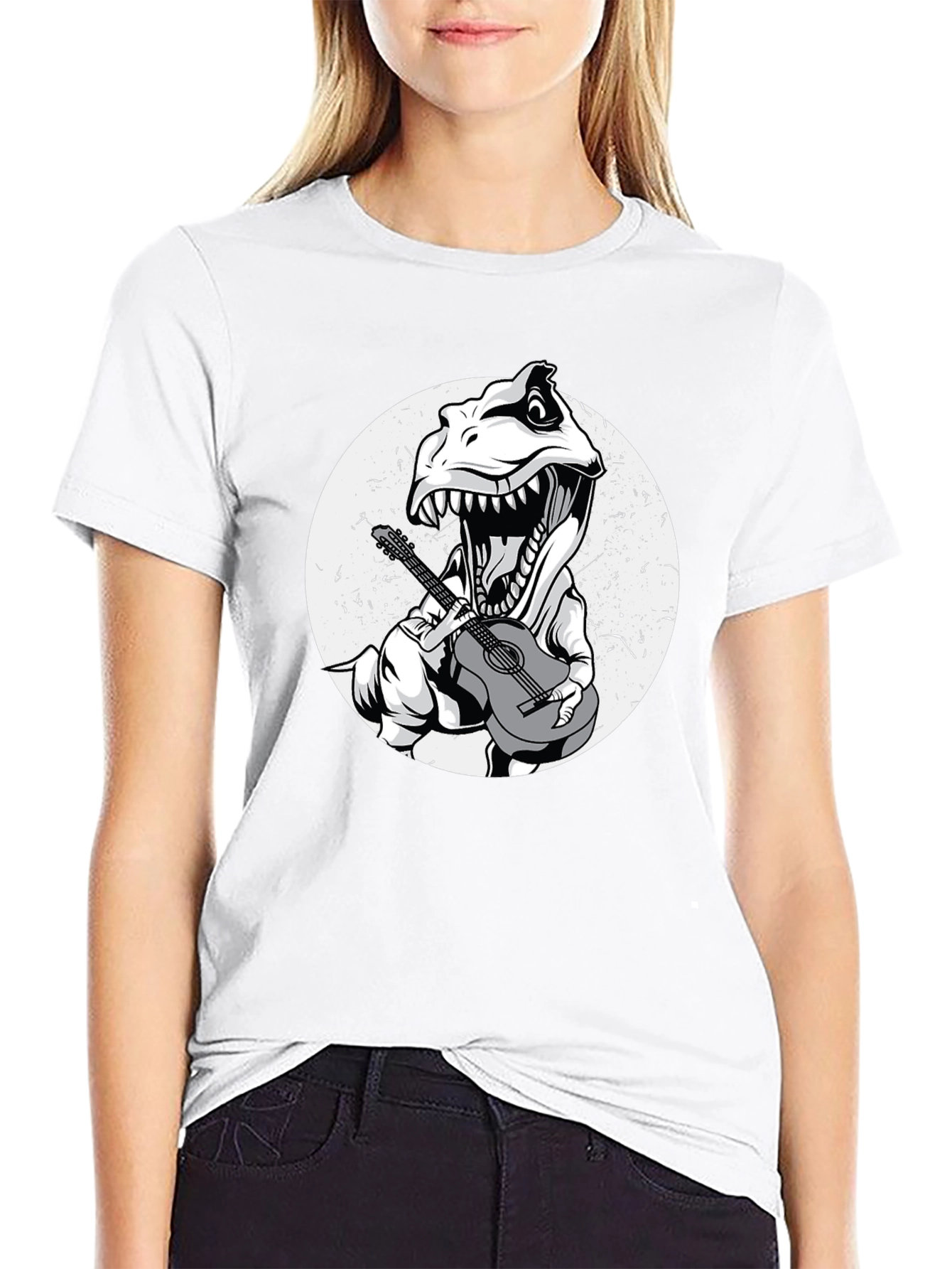 Dino Guitarist Graphic Tee - Black T-Shirt