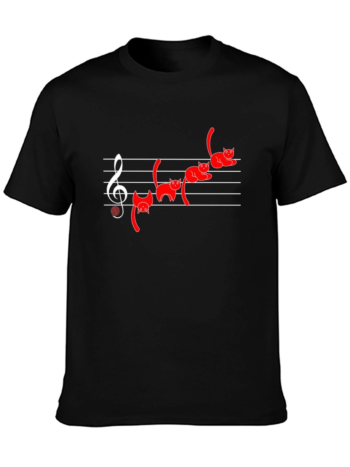 Cat Music T-Shirt - Black Cotton Blend