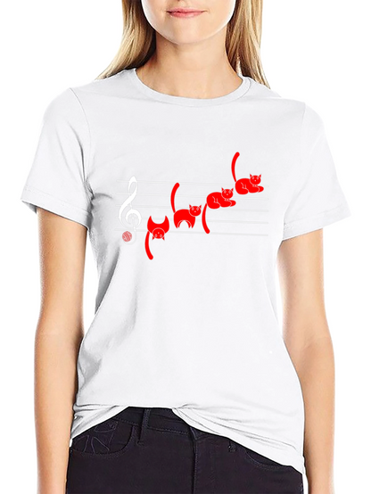 Cat Music T-Shirt - Black Cotton Blend