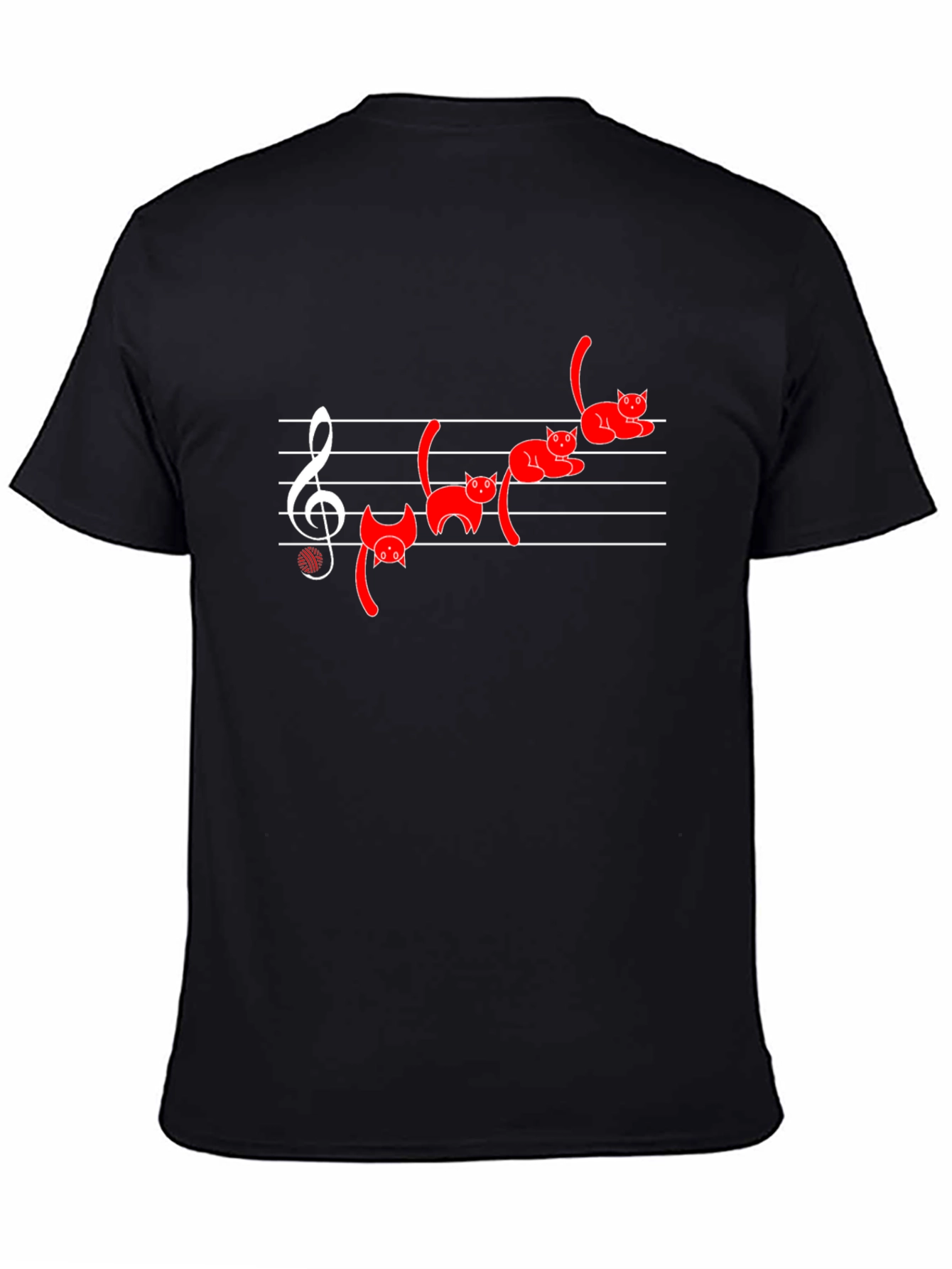 Cat Music T-Shirt - Black Cotton Blend