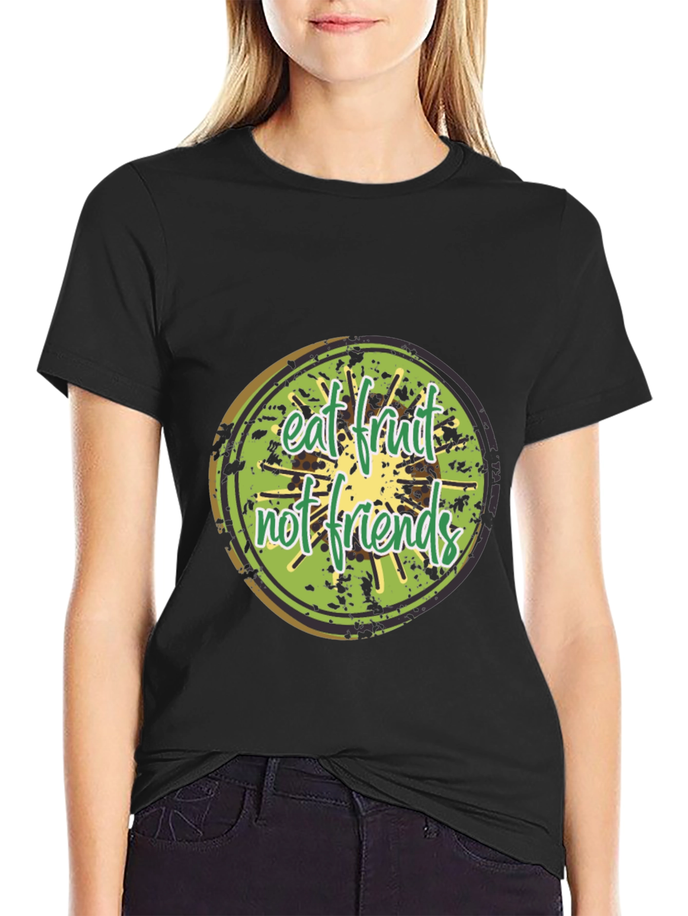 Eat Fruit Not Friends Graphic Tee - Black