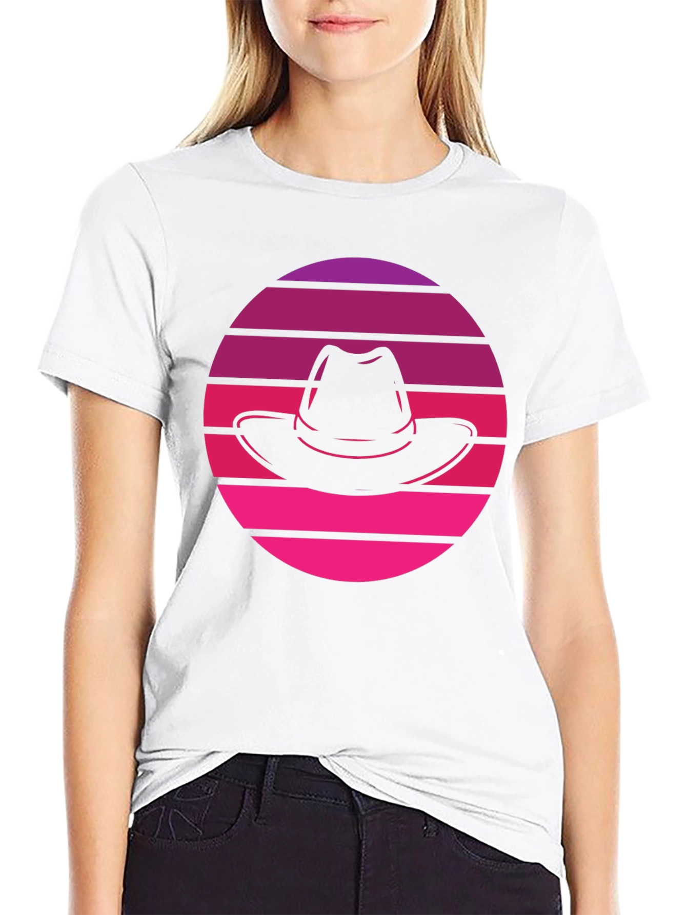 Retro Sunset Fedora T-Shirt