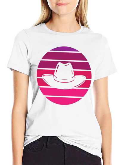 Retro Sunset Fedora T-Shirt