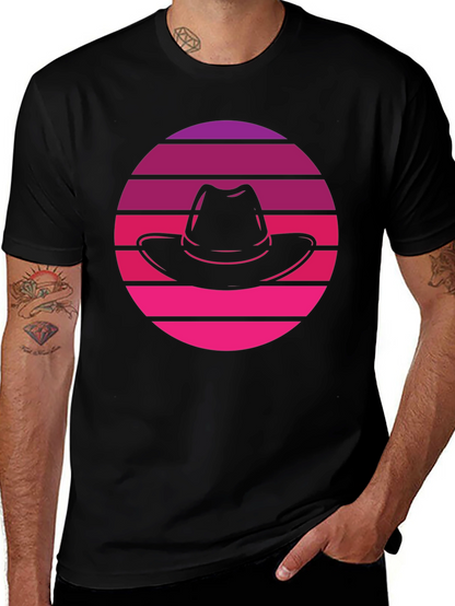 Retro Sunset Fedora T-Shirt