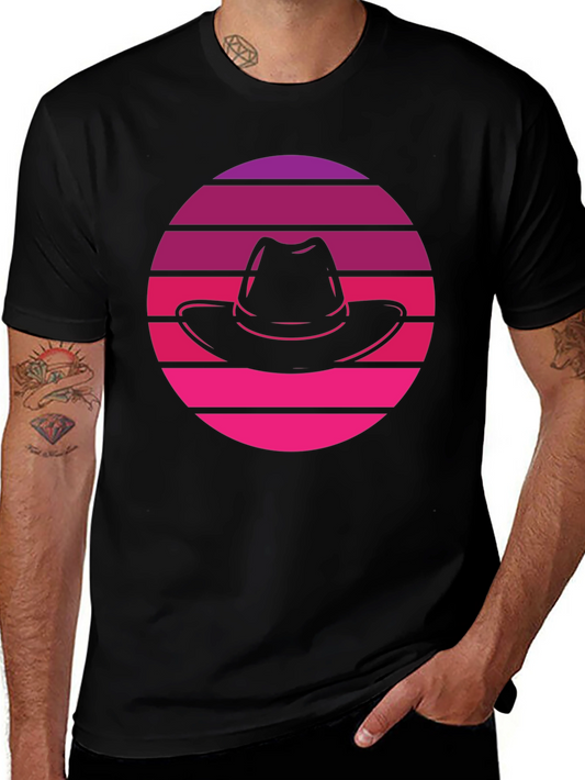 Retro Sunset Fedora T-Shirt