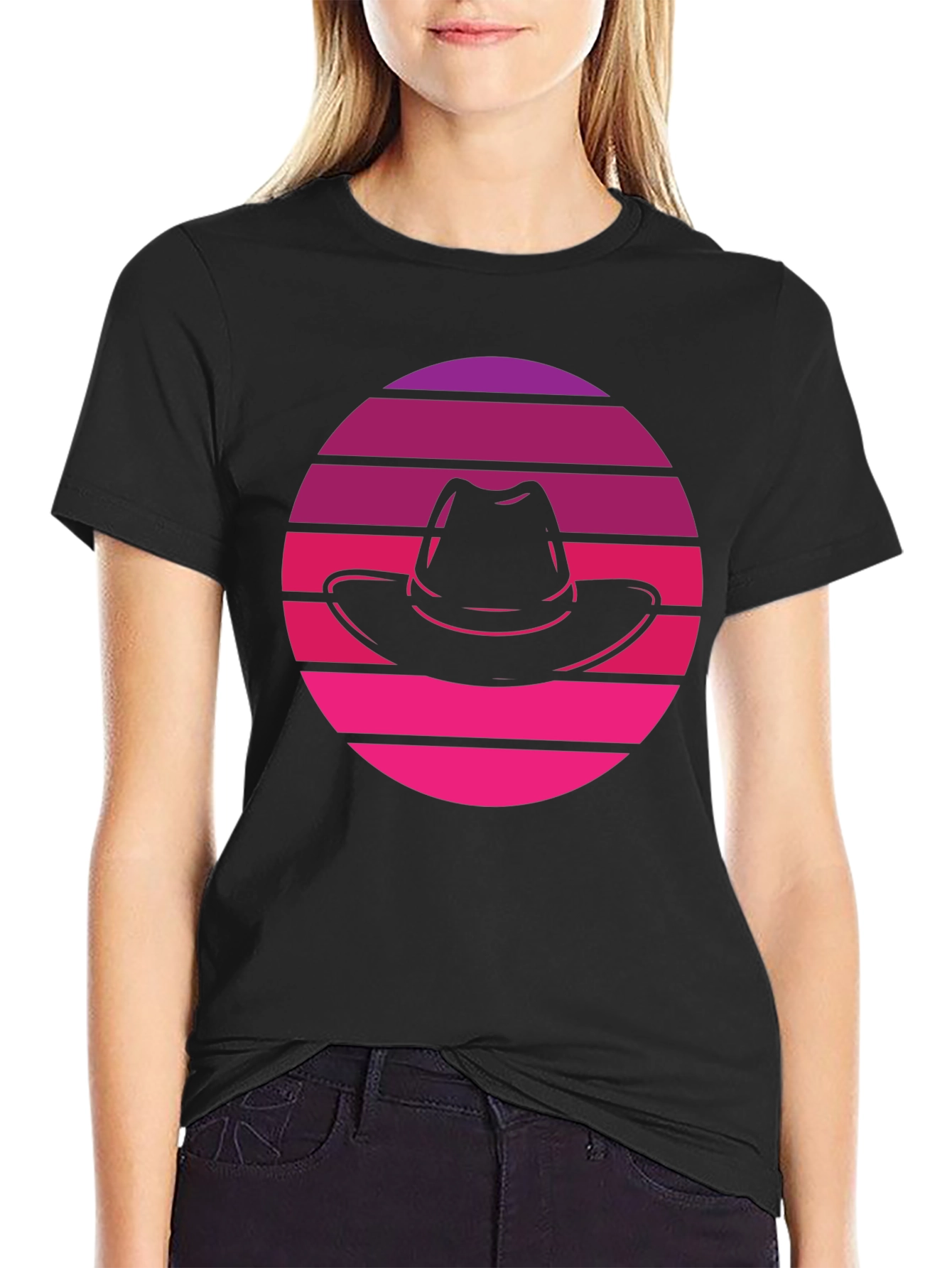 Retro Sunset Fedora T-Shirt