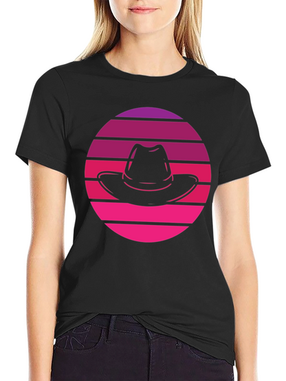 Retro Sunset Fedora T-Shirt