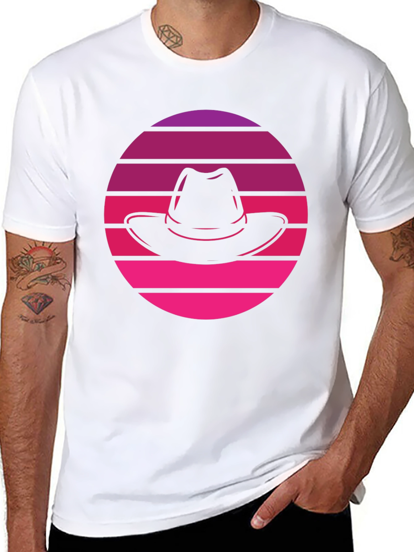 Retro Sunset Fedora T-Shirt