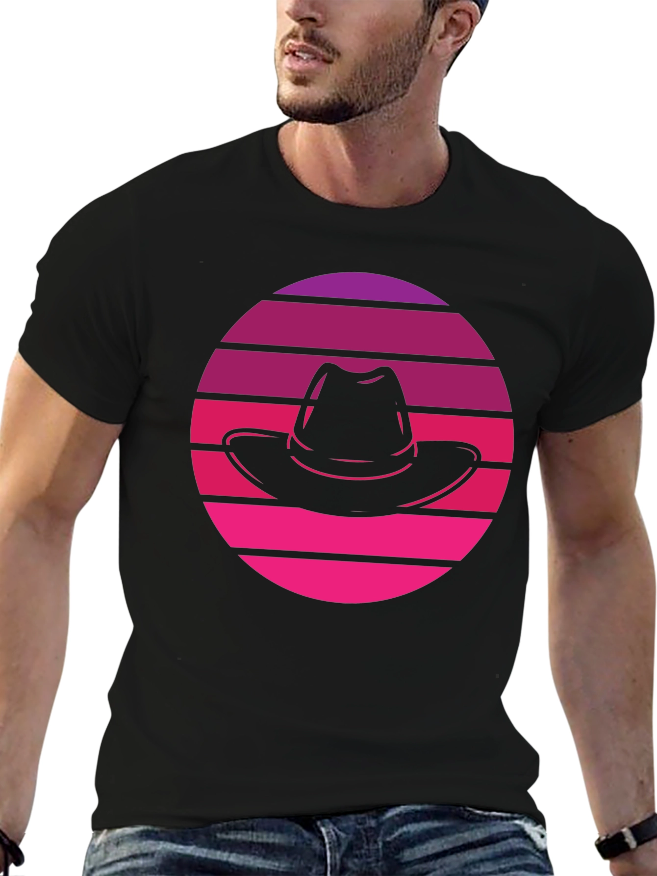 Retro Sunset Fedora T-Shirt