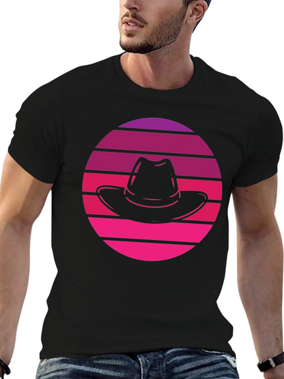 Retro Sunset Fedora T-Shirt