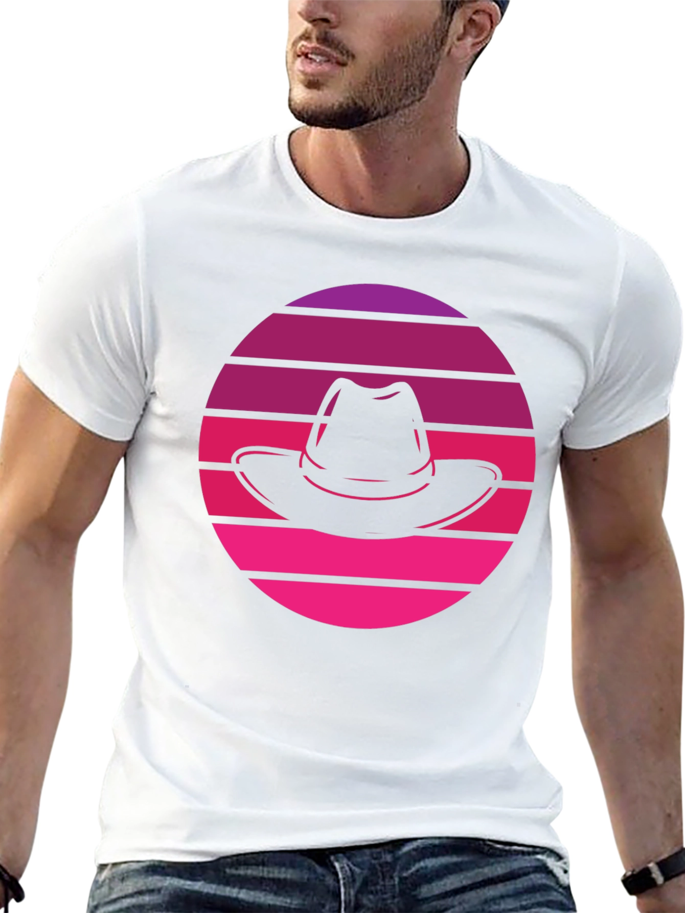 Retro Sunset Fedora T-Shirt