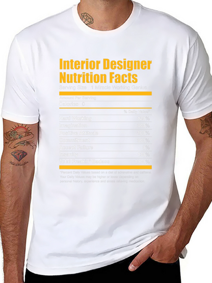 Interior Designer Nutrition Facts Graphic T-Shirt