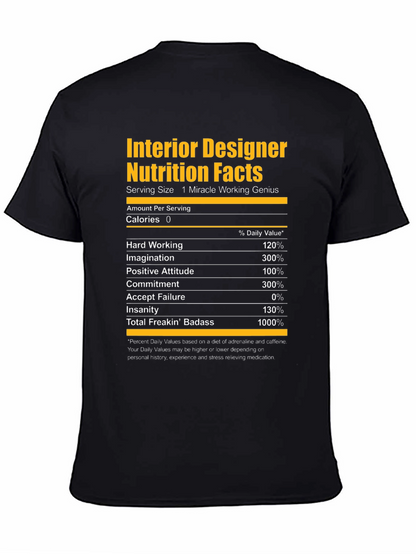 Interior Designer Nutrition Facts Graphic T-Shirt