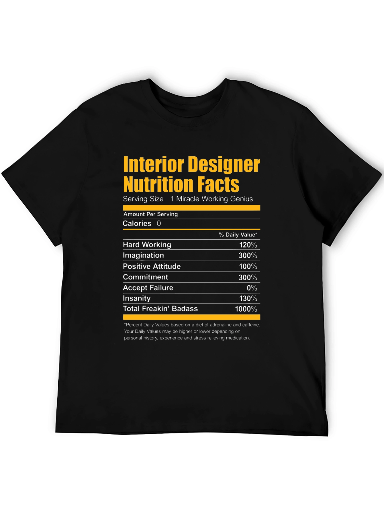 Interior Designer Nutrition Facts Graphic T-Shirt