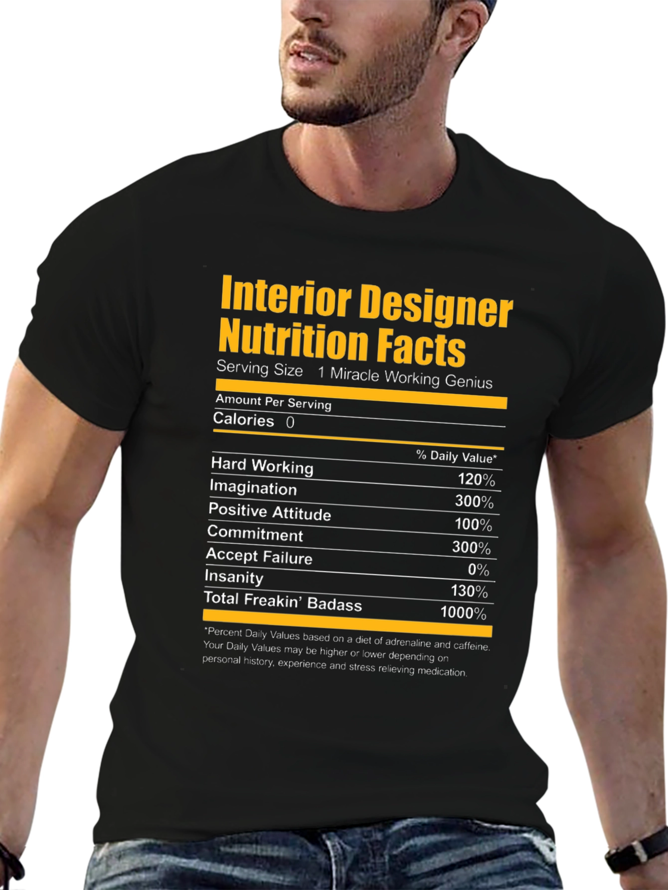 Interior Designer Nutrition Facts Graphic T-Shirt