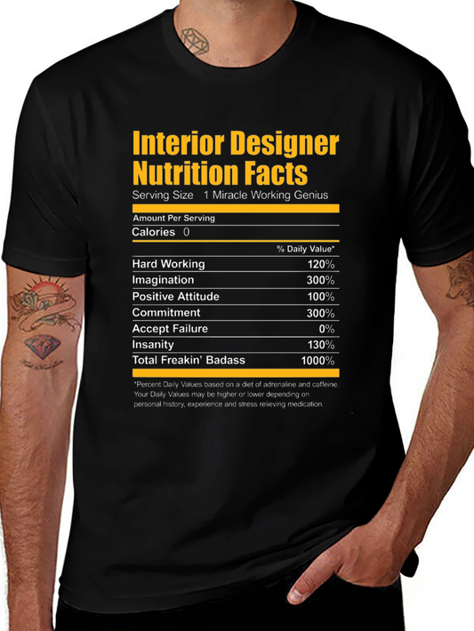 Interior Designer Nutrition Facts Graphic T-Shirt