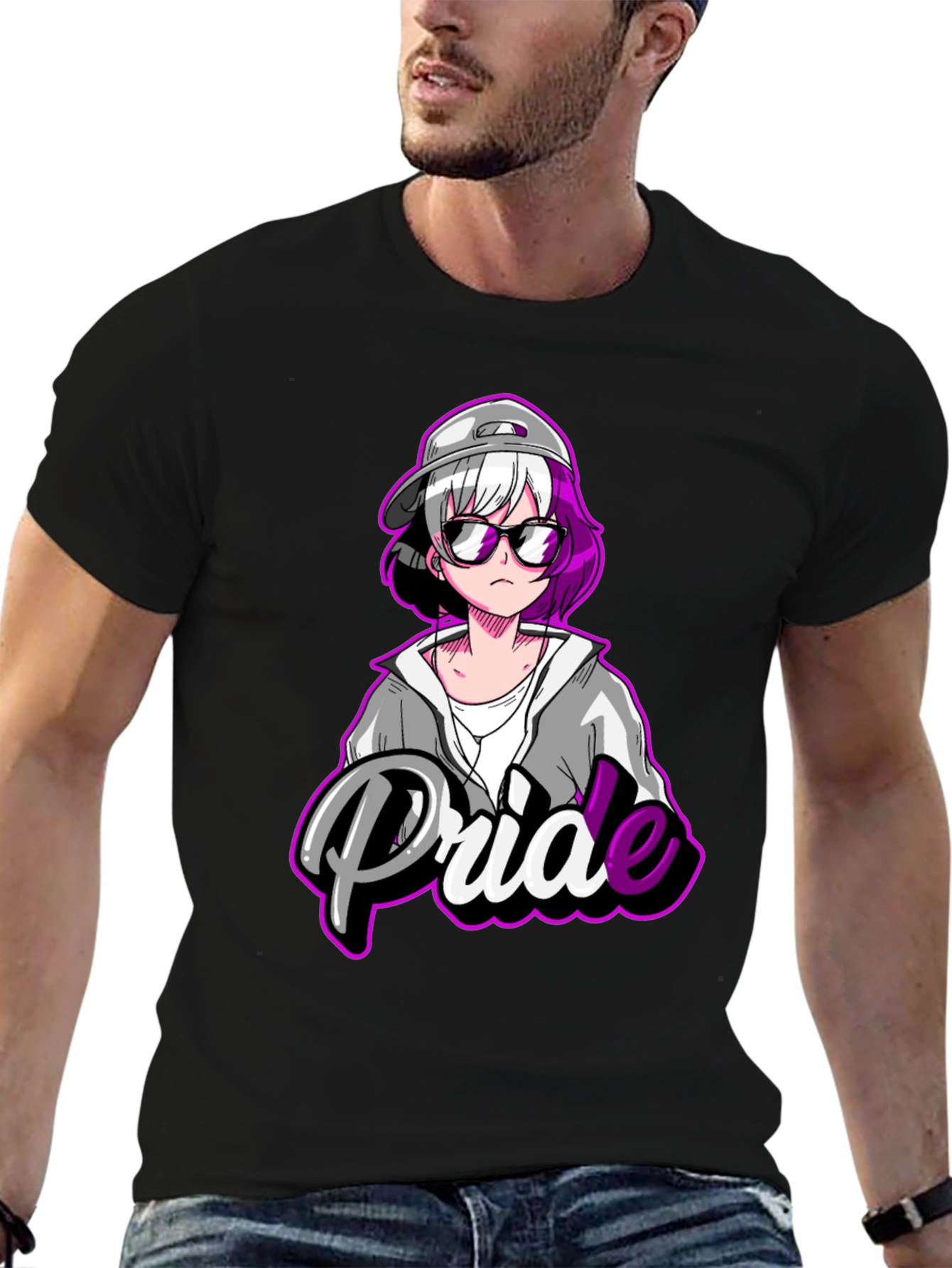 Pride Anime T-Shirt - Black Cotton Blend