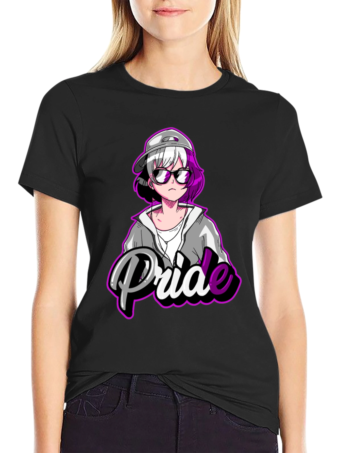 Pride Anime T-Shirt - Black Cotton Blend