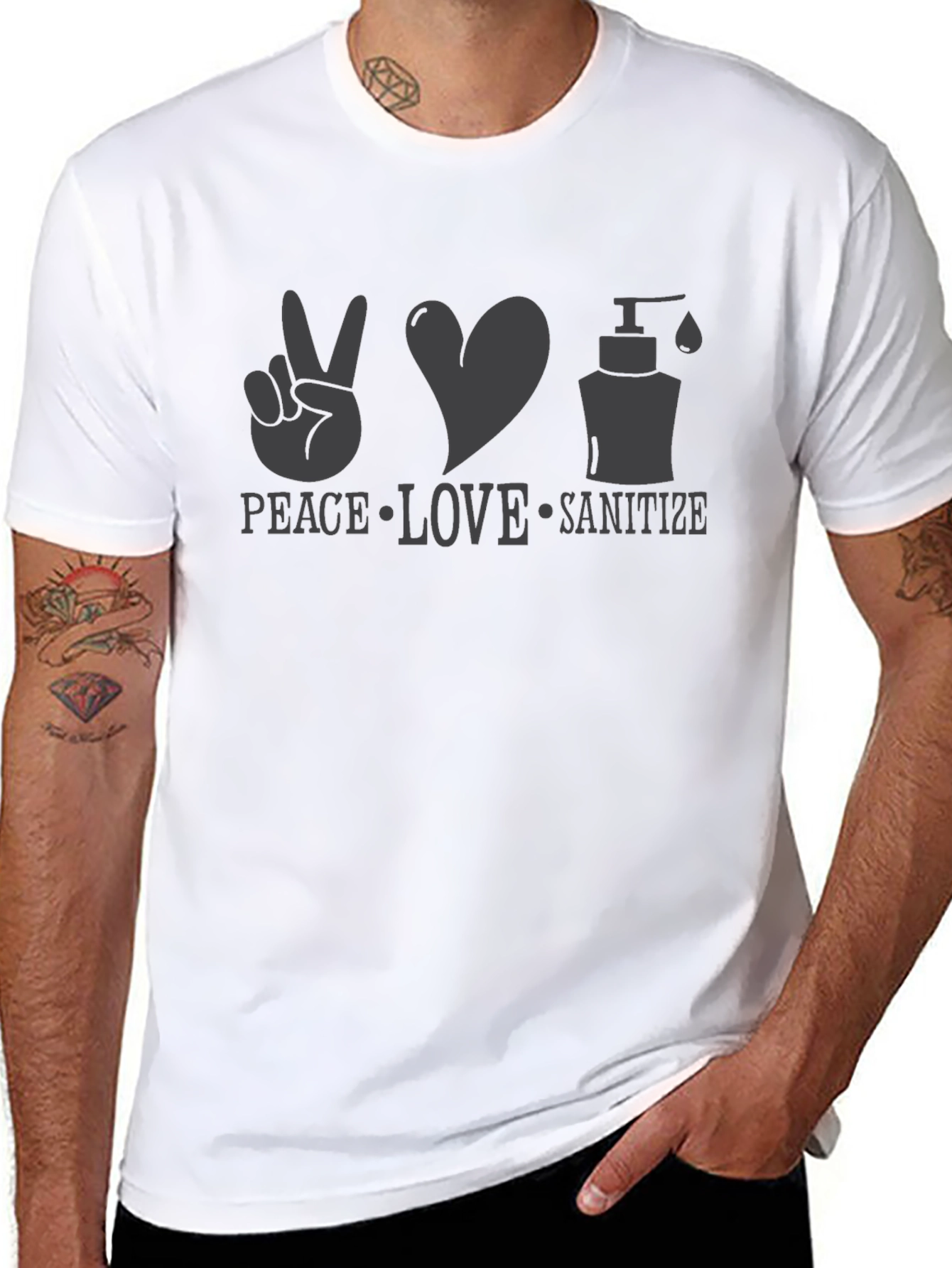 Peace Love Sanitize T-Shirt - Spread Positivity
