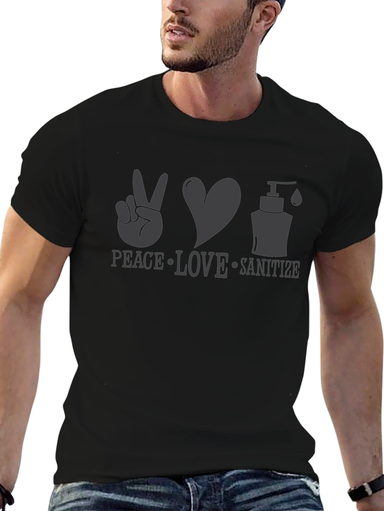 Peace Love Sanitize T-Shirt - Spread Positivity