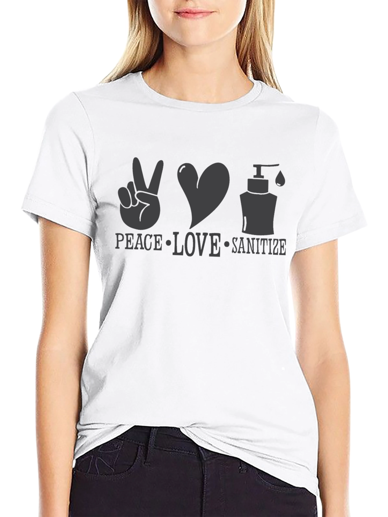Peace Love Sanitize T-Shirt - Spread Positivity