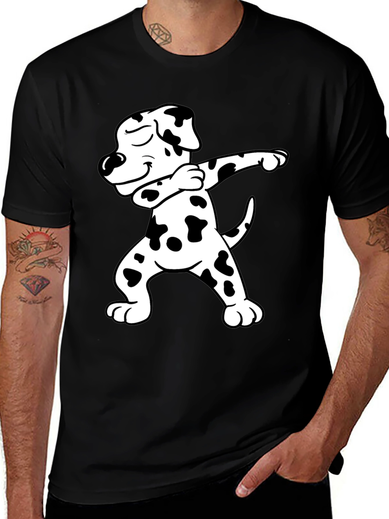 Dabbing Dalmatian Graphic Tee - Black
