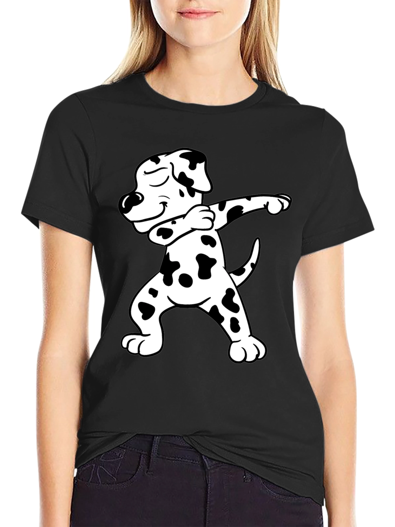 Dabbing Dalmatian Graphic Tee - Black