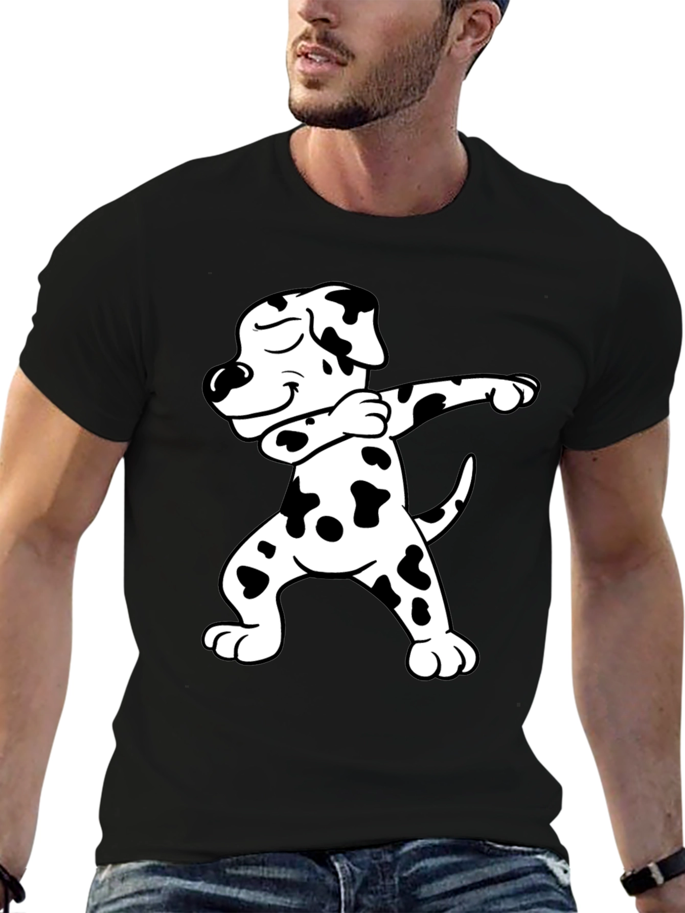 Dabbing Dalmatian Graphic Tee - Black