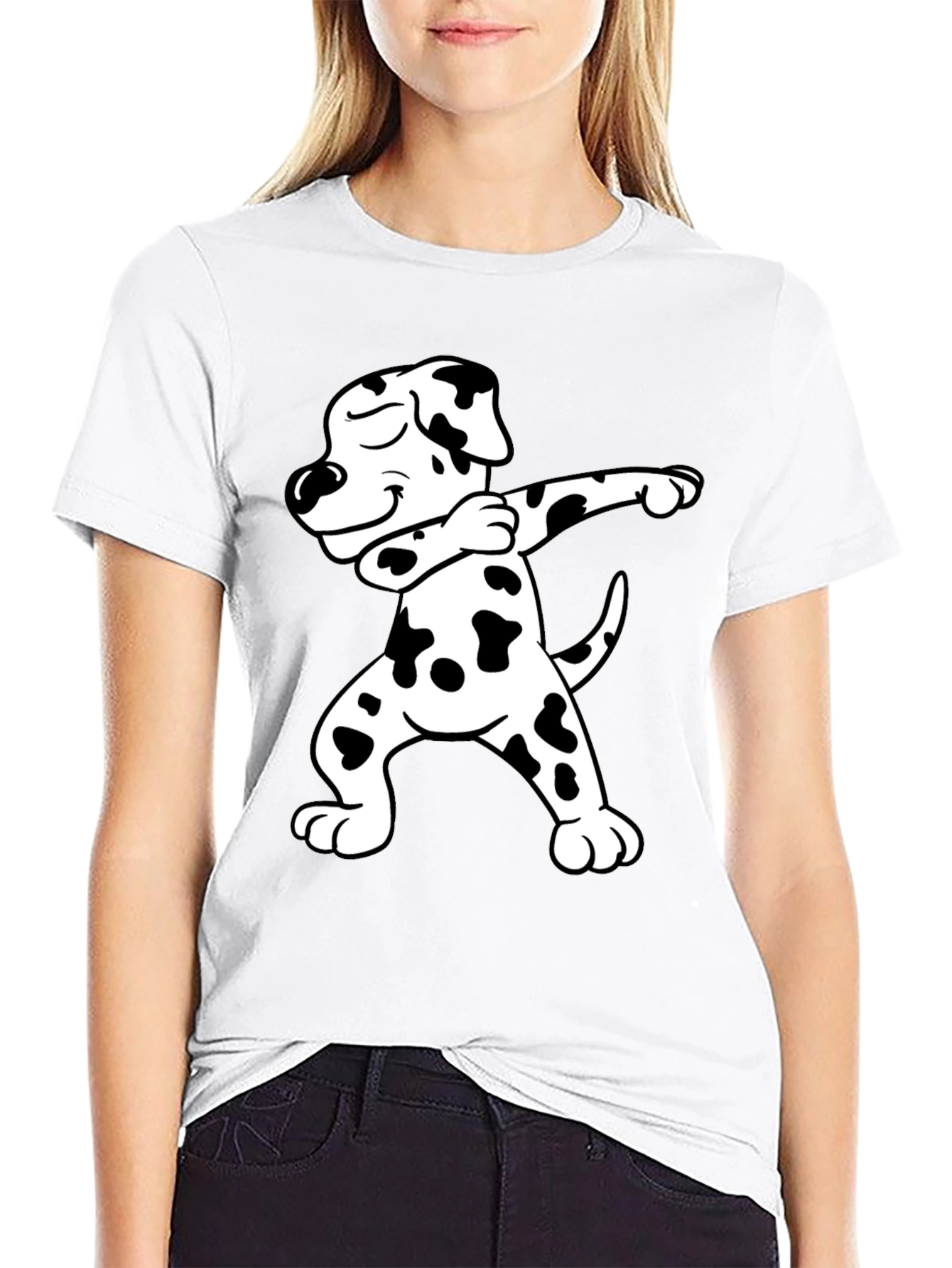 Dabbing Dalmatian Graphic Tee - Black