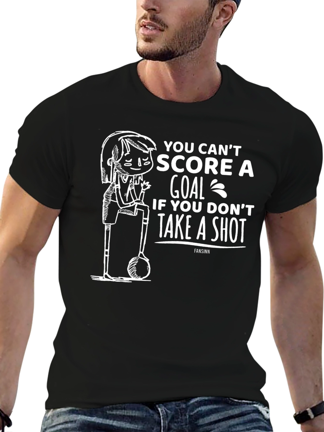Soccer Motivation Black T-Shirt - Take A Shot