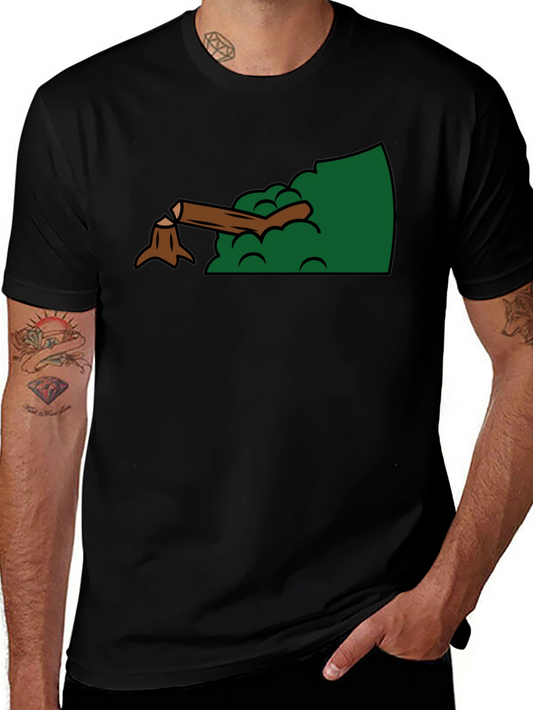 Cartoon Stump Graphic Black T-Shirt