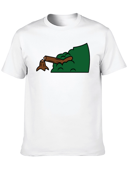 Cartoon Stump Graphic Black T-Shirt