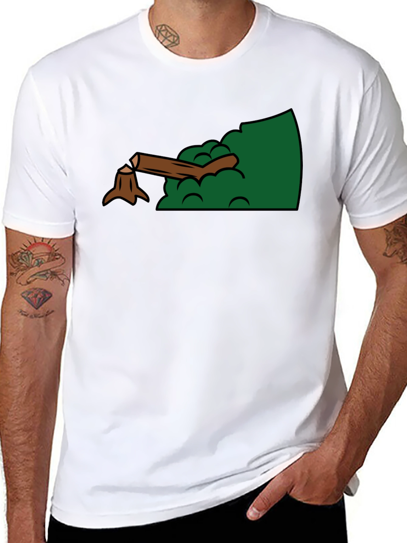 Cartoon Stump Graphic Black T-Shirt