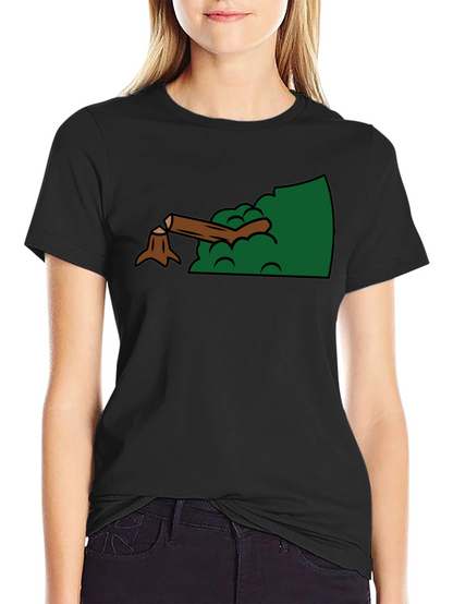 Cartoon Stump Graphic Black T-Shirt