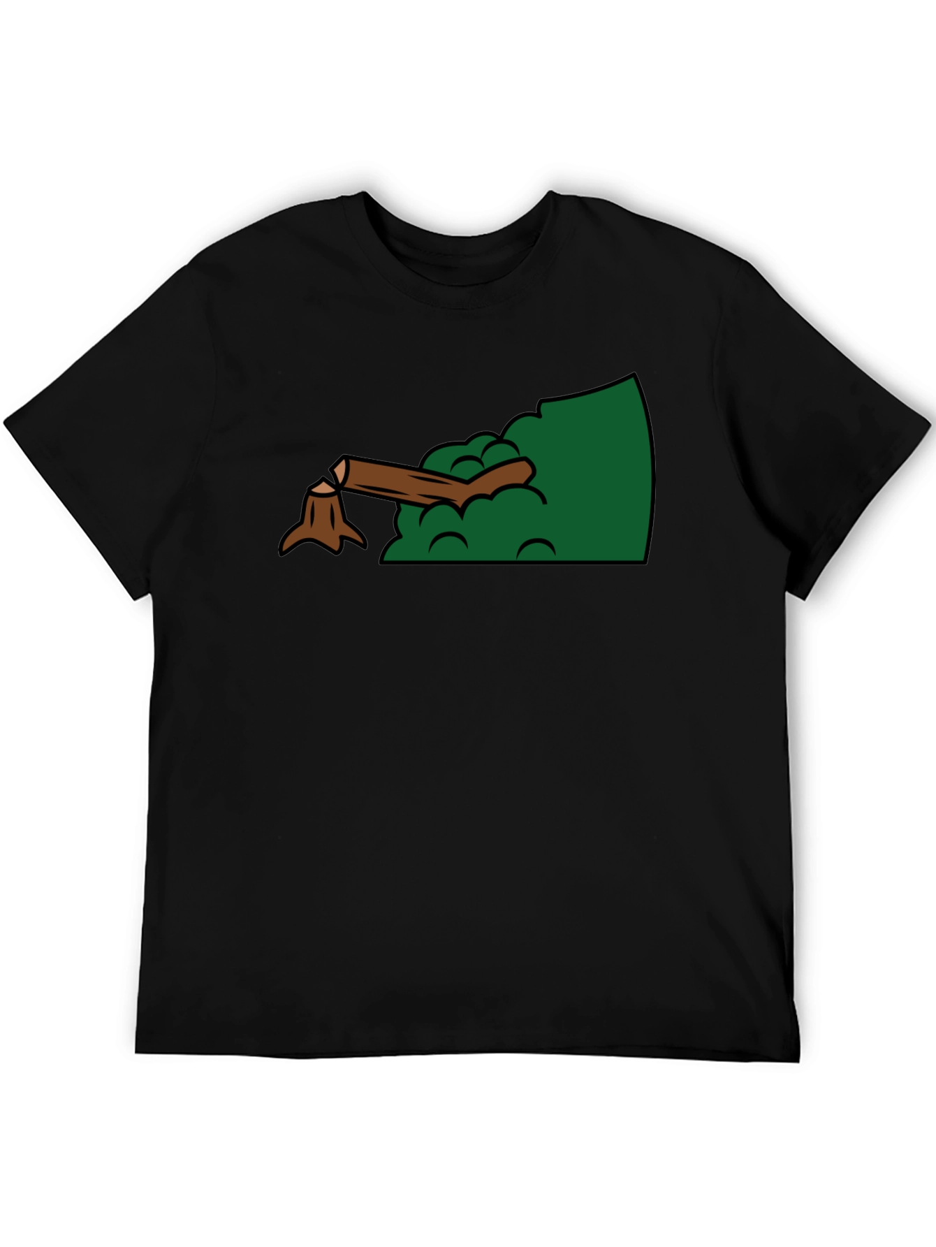 Cartoon Stump Graphic Black T-Shirt