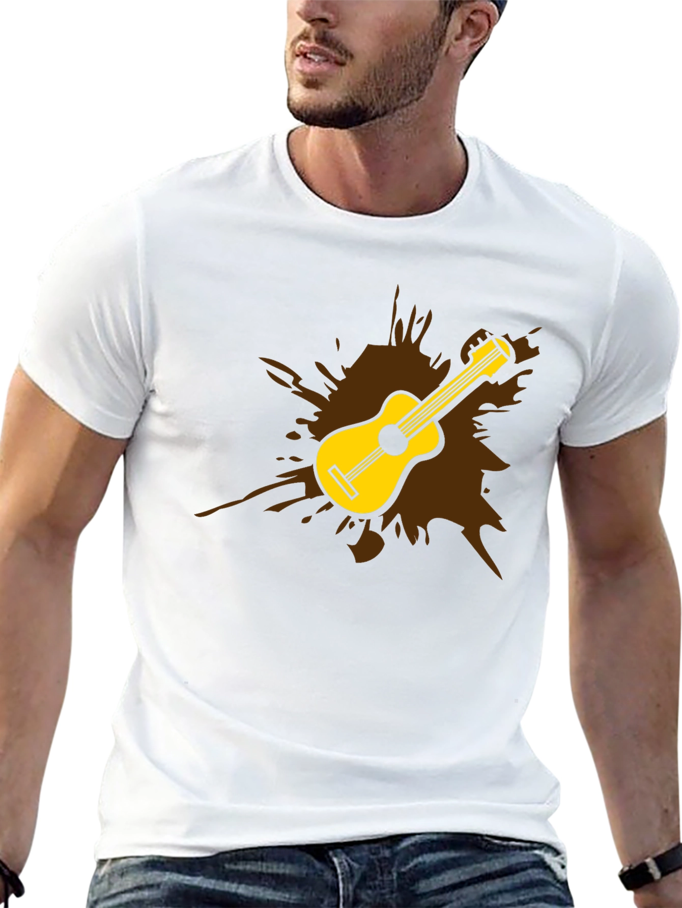 Guitar Splash Graphic Tee - Mens Black T-Shirt