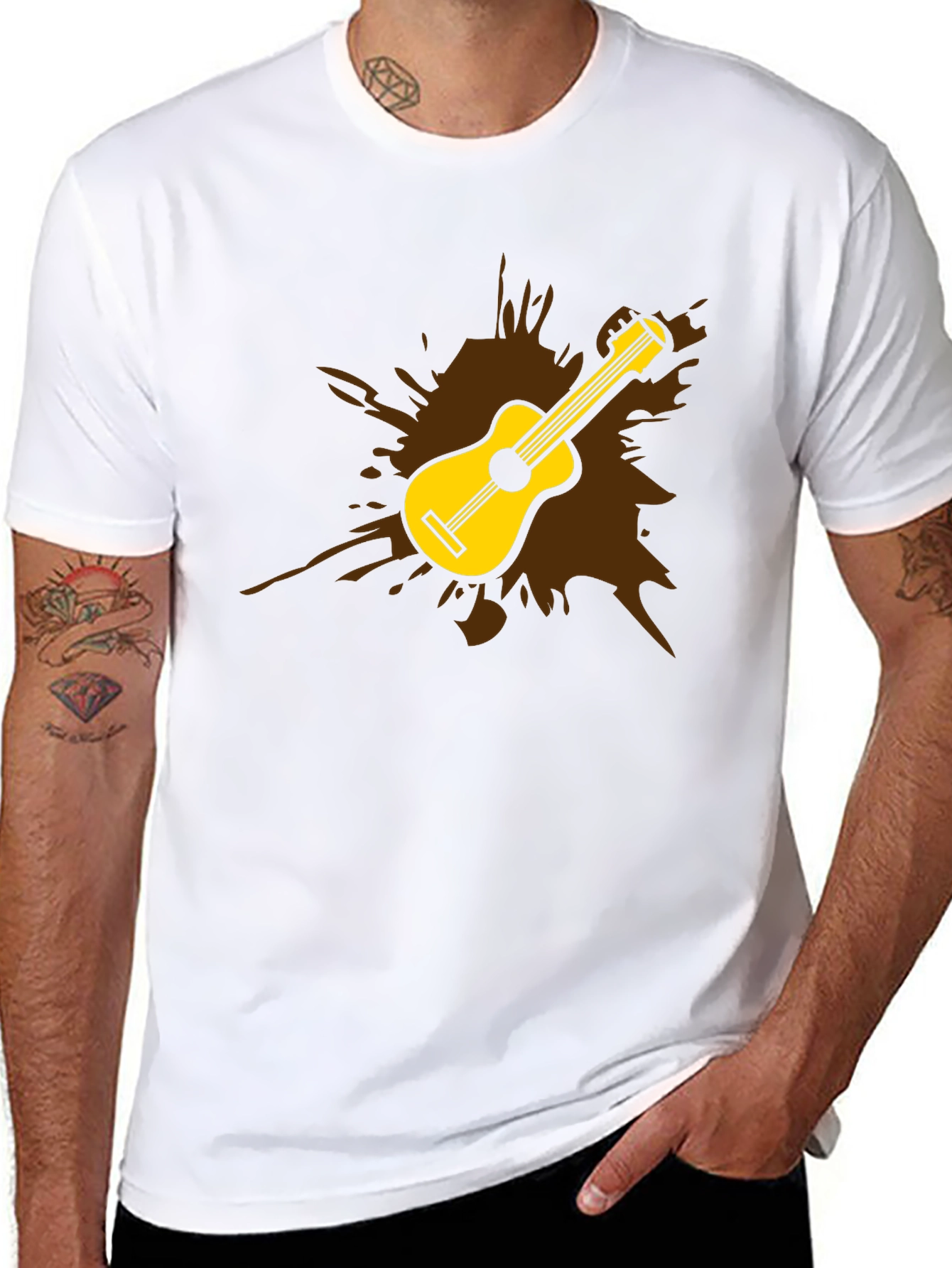 Guitar Splash Graphic Tee - Mens Black T-Shirt