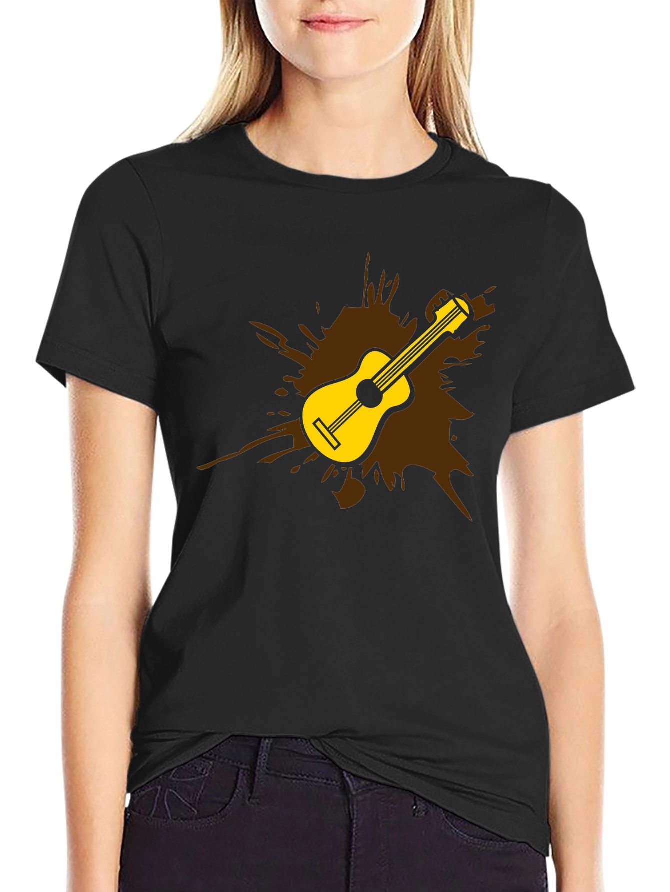 Guitar Splash Graphic Tee - Mens Black T-Shirt
