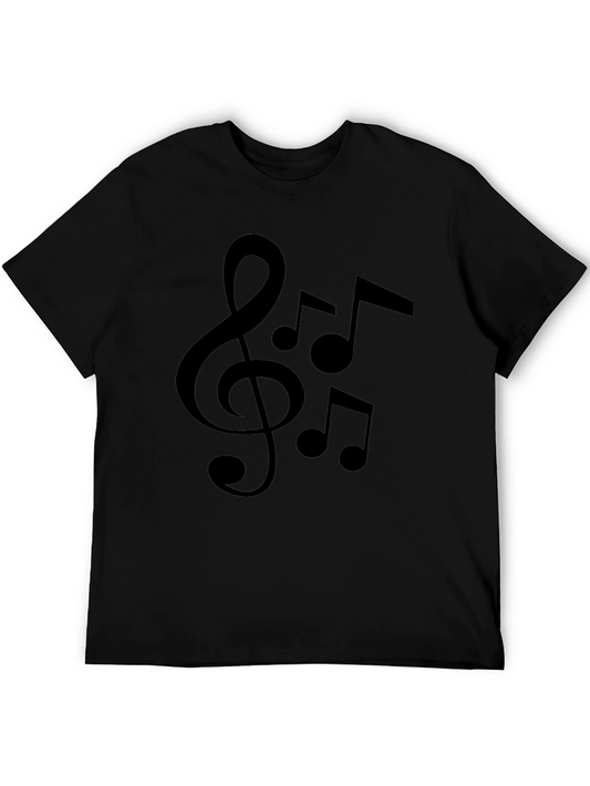 Musical Notes Graphic Black T-Shirt - Casual Music Lover Tee