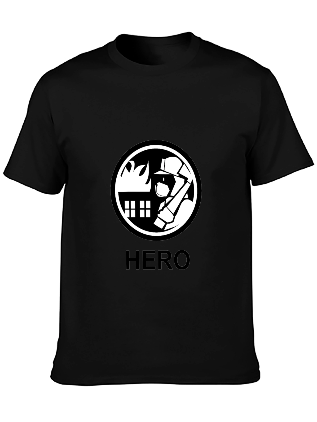 Firefighter Hero Graphic Tee - Black Cotton