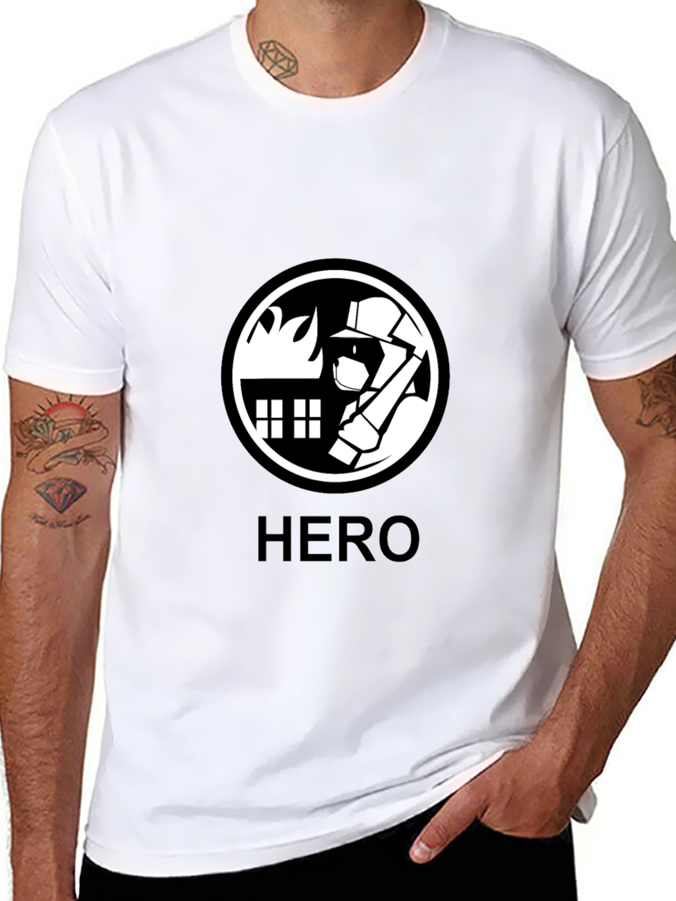 Firefighter Hero Graphic Tee - Black Cotton