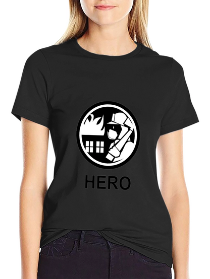 Firefighter Hero Graphic Tee - Black Cotton